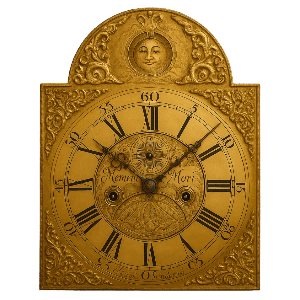 Antique Memento Mori Brass Clock by John Sanderson