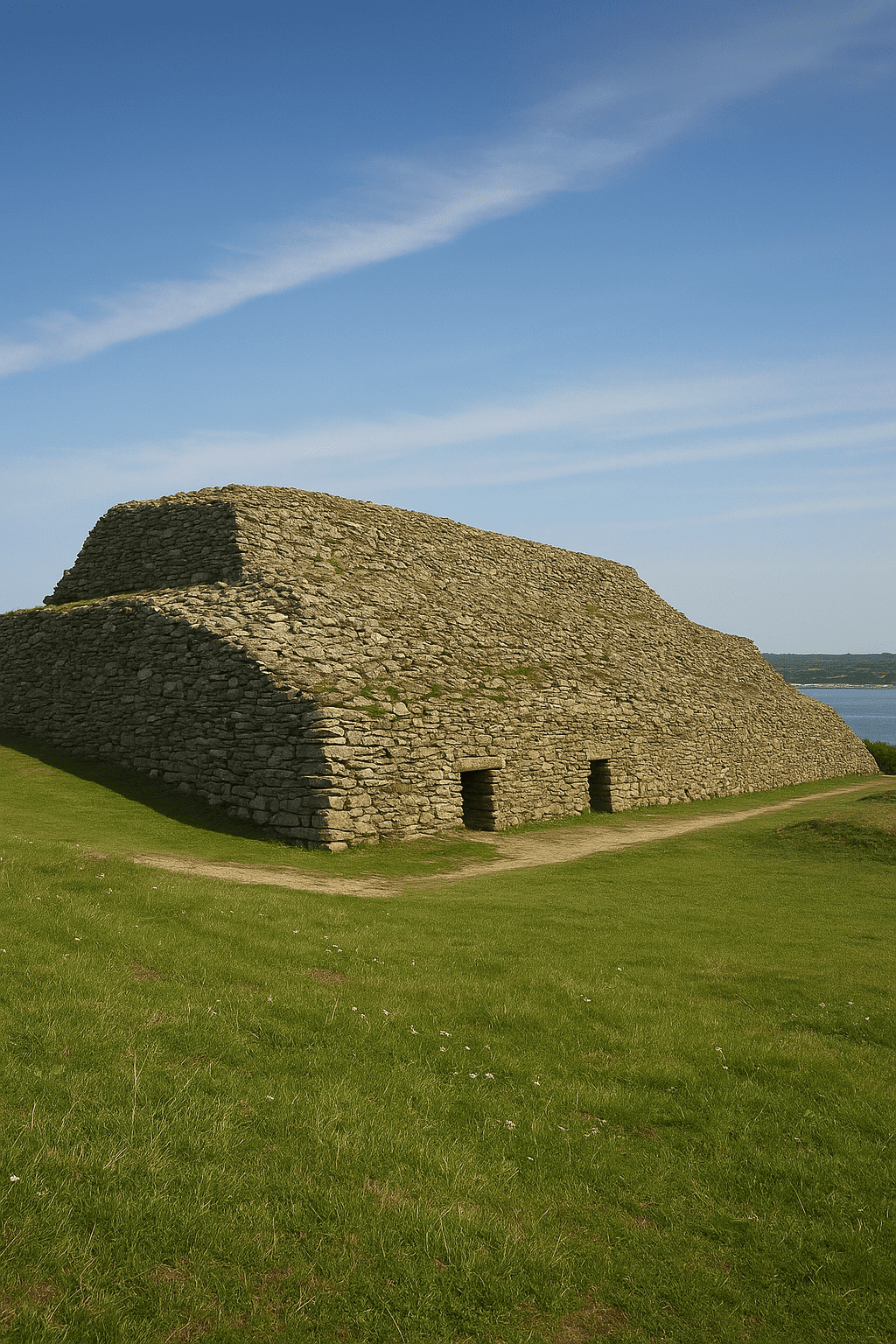 One of Europe’s oldest surviving megalithic structures, dating to c. 4800–3900 BCE. This vast multi-chambered cairn predates the Egyptian pyramids and showcases early monumental engineering in Atlantic Europe.