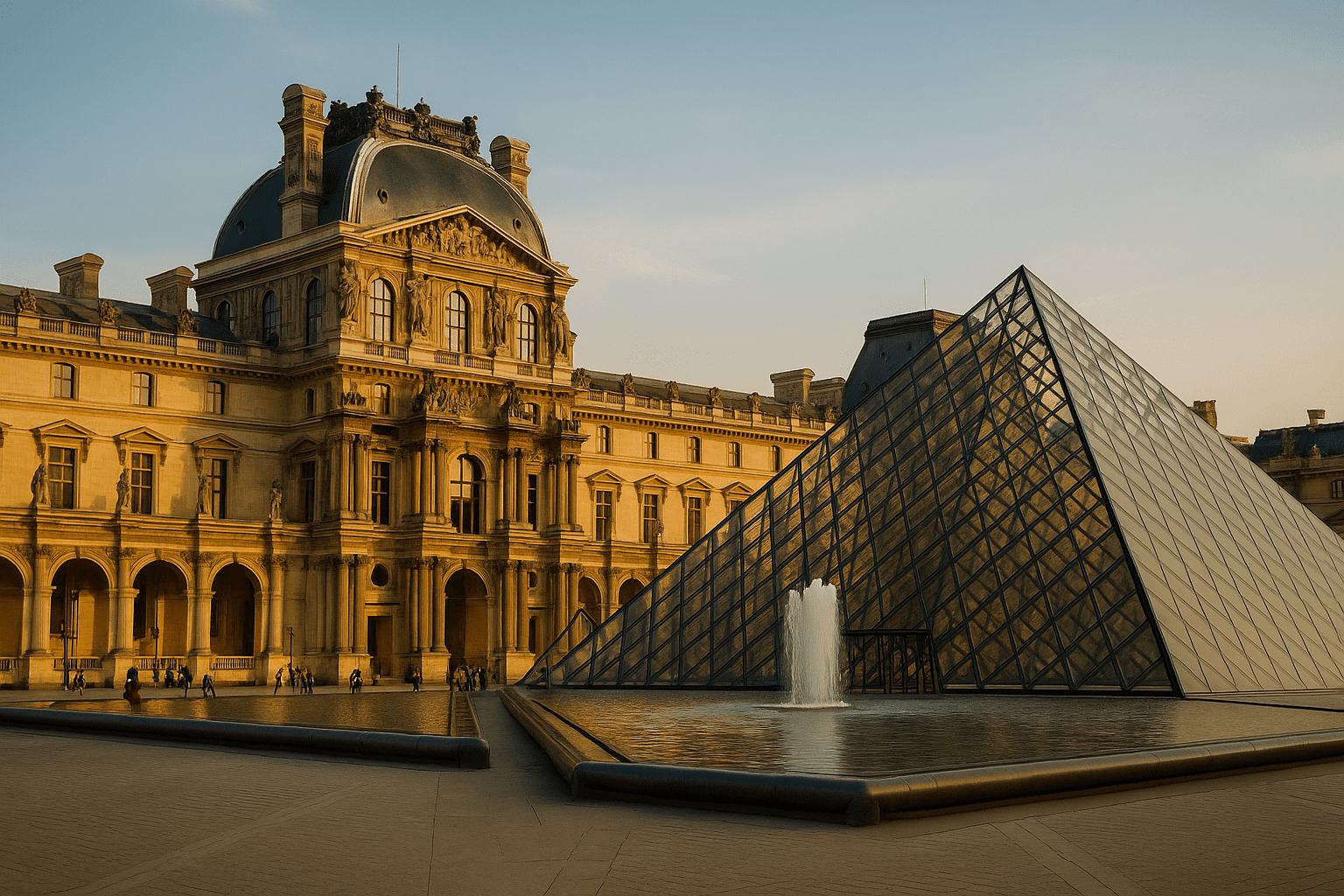 Louvre Museum at Sunset