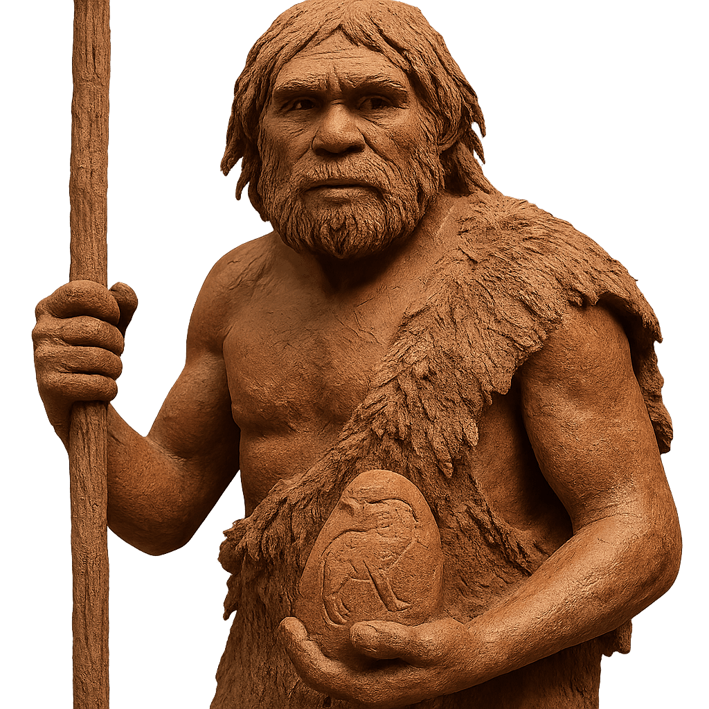 Prehistoric Figure with Staff and Artifact