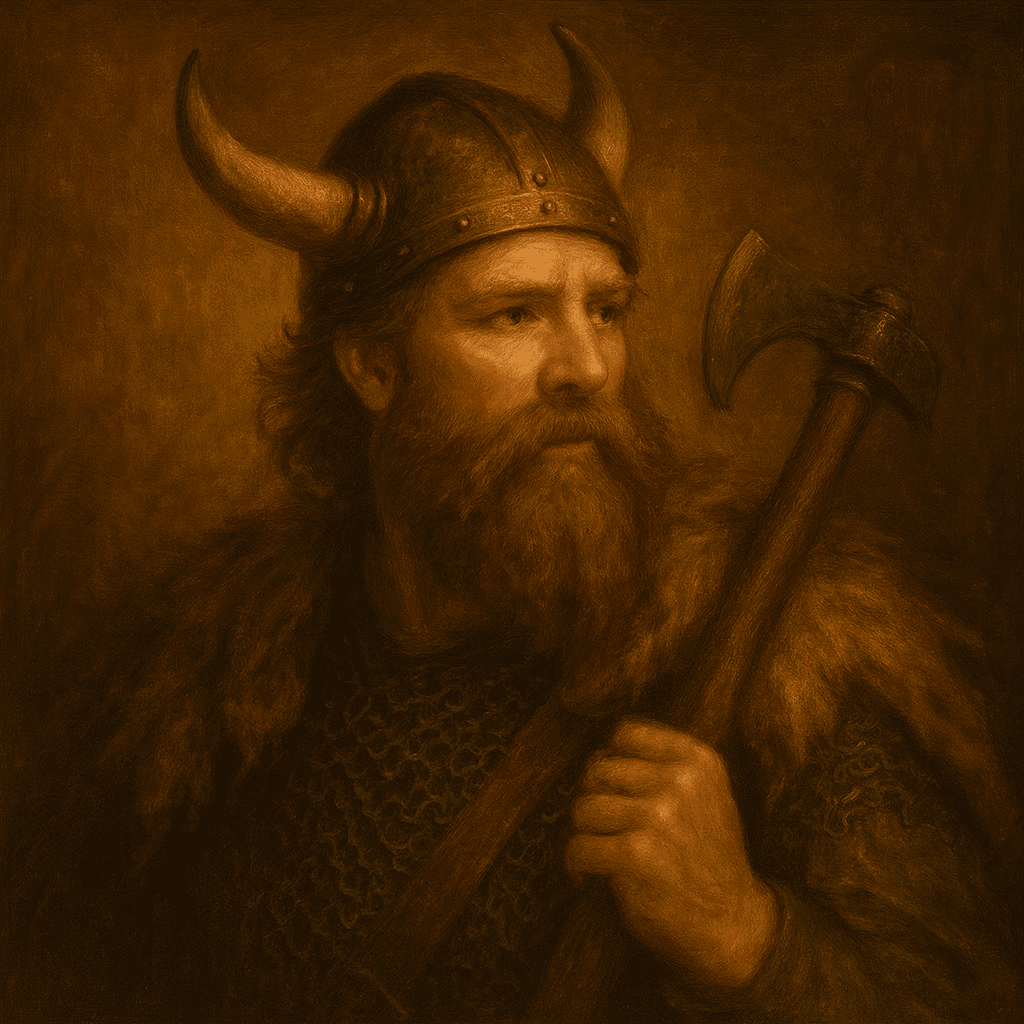 Viking Warrior with Horned Helmet