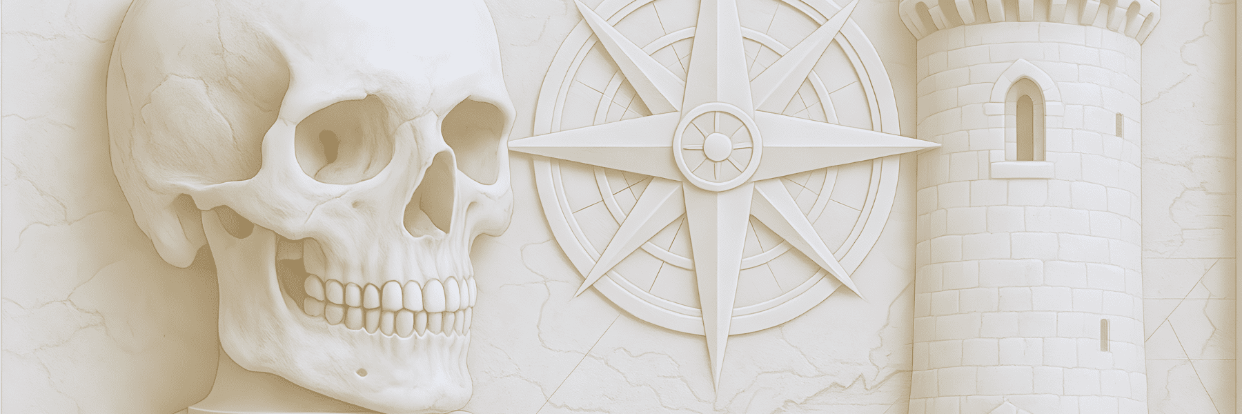 Marble Relief: Skull, Compass, Castle